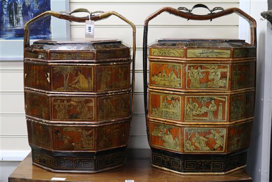 A pair of Chinese lacquer boxes, H.60cm